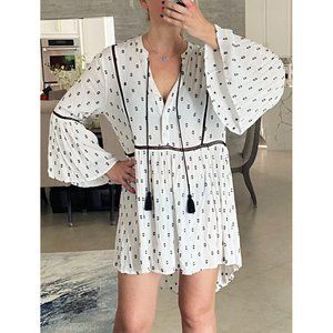 Y.A.S Festival Monochrome Embroidered Tunic Mini Dress